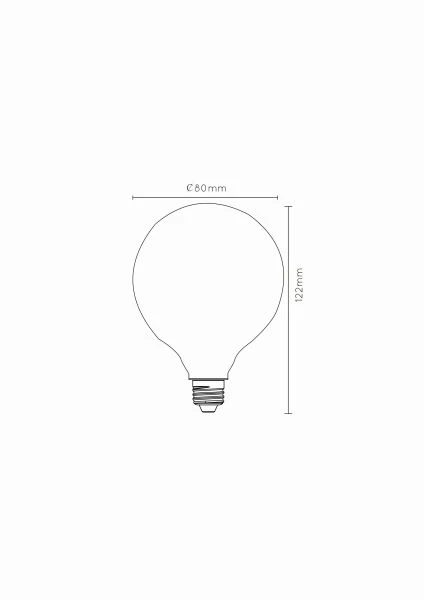 Lucide G80 - Ampoule filament - Ø 8 cm - LED Dim. - E27 - 1x5W 2700K - Opalin - technique